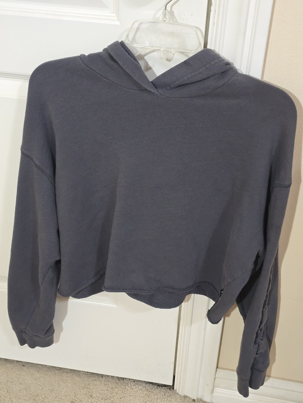 PINK Victoria's Secret Cropped Hooded Sweatshirt - Charcoal Gray